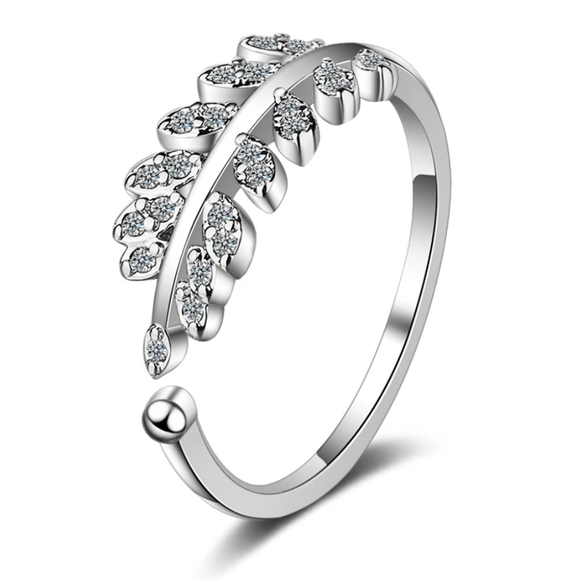 π S925 πΏ Silver Olive Leaf Promise Ring - Picture 4 of 8